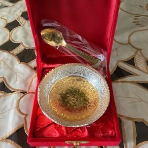 Mixed metal small Bowl Spoon Velvet Gift box wedding Favor birthday gift